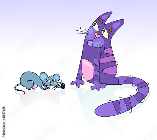 Cat and mouse vector