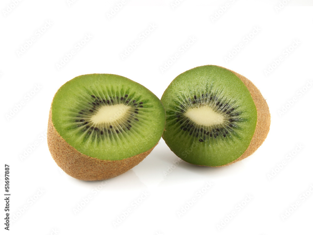 Isolated two halfs of kiwi (white background). Isolated two halfs of kiwi (white background).