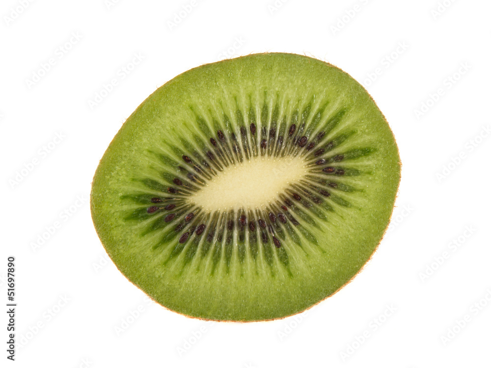Isolated slice of kiwi (closeup) on white Isolated slice of kiwi (closeup) on white