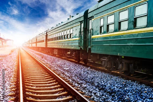 Naklejka na ścianę stary strumień zielony pociąg