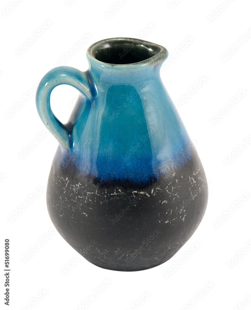 retro clay ceramic pitcher isolated on white retro clay ceramic pitcher isolated on white
