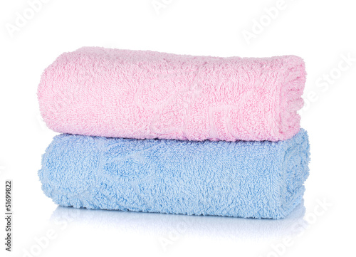 Pink and blue towels