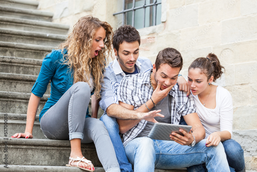 Group of Friends with Tablet PC Group of Friends with Tablet PC