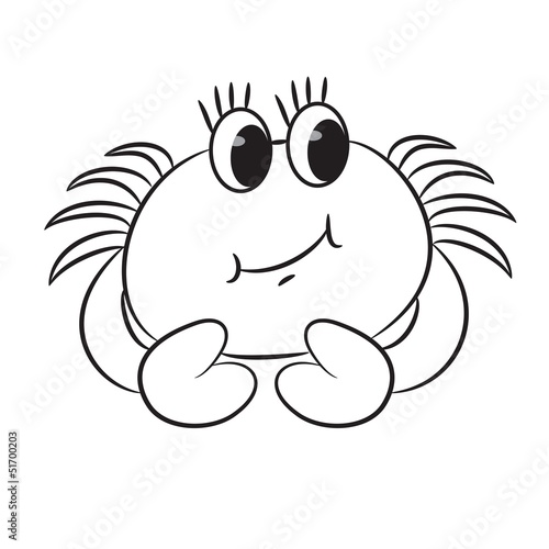 Cartoon crab. Coloring book. Vector illustration