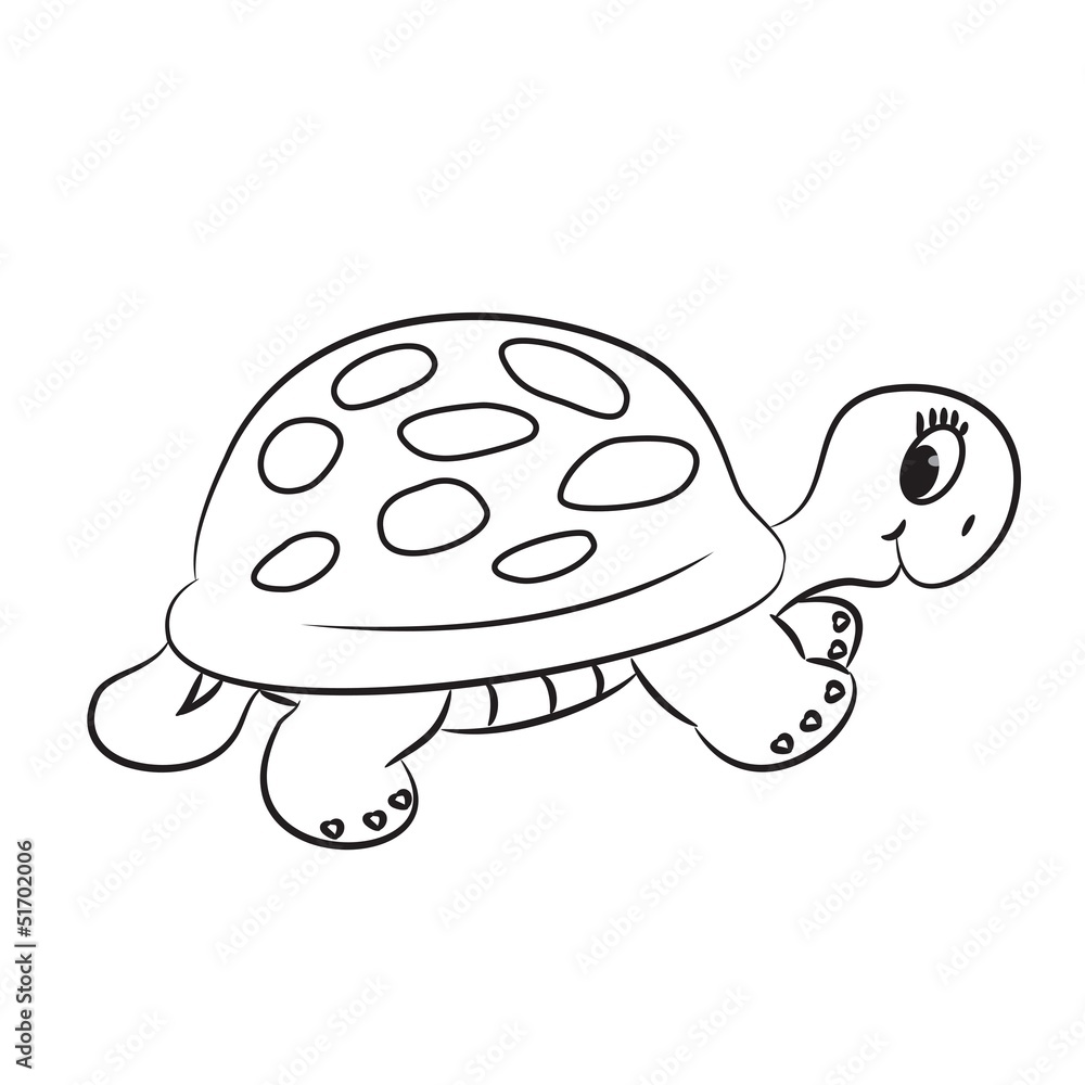 Naklejka premium Cartoon turtle. Coloring book. Vector illustration