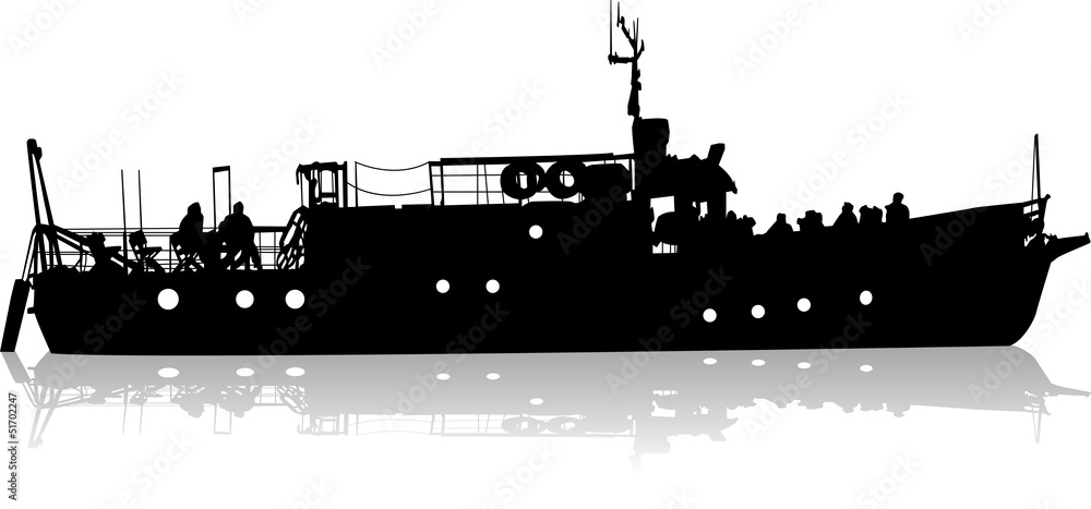 Ship silhouette on the sea