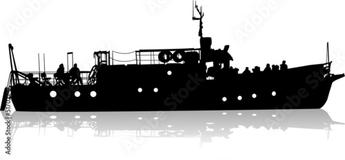 Fototapeta Naklejka Na Ścianę i Meble -  Ship silhouette on the sea