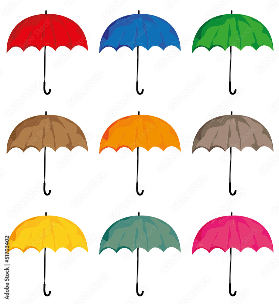 Set of umbrellas. Vector isolated on white background objects.