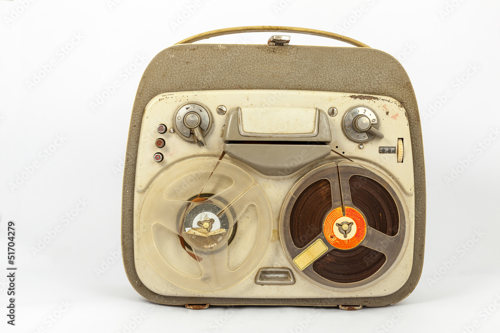 vintage old portable tape recorder