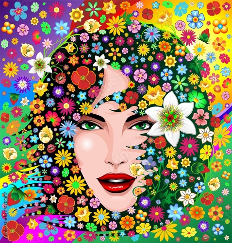 Mother's Nature Woman Floral Portrait-Madre Natura Ritratto