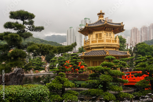 golden pagoda in Nan Lian Garden