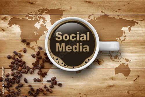 Kaffeetasse mit Social Media