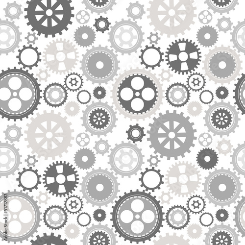 Gear cog silhouette seamless pattern