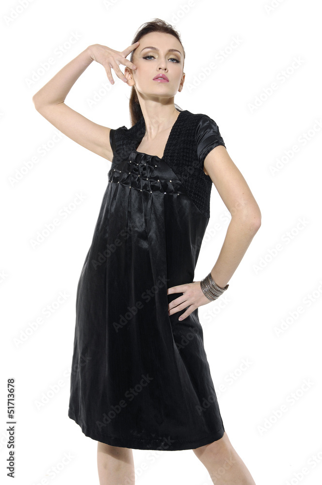 Portrait of trendy young woman in black dress Portrait of trendy young woman in black dress