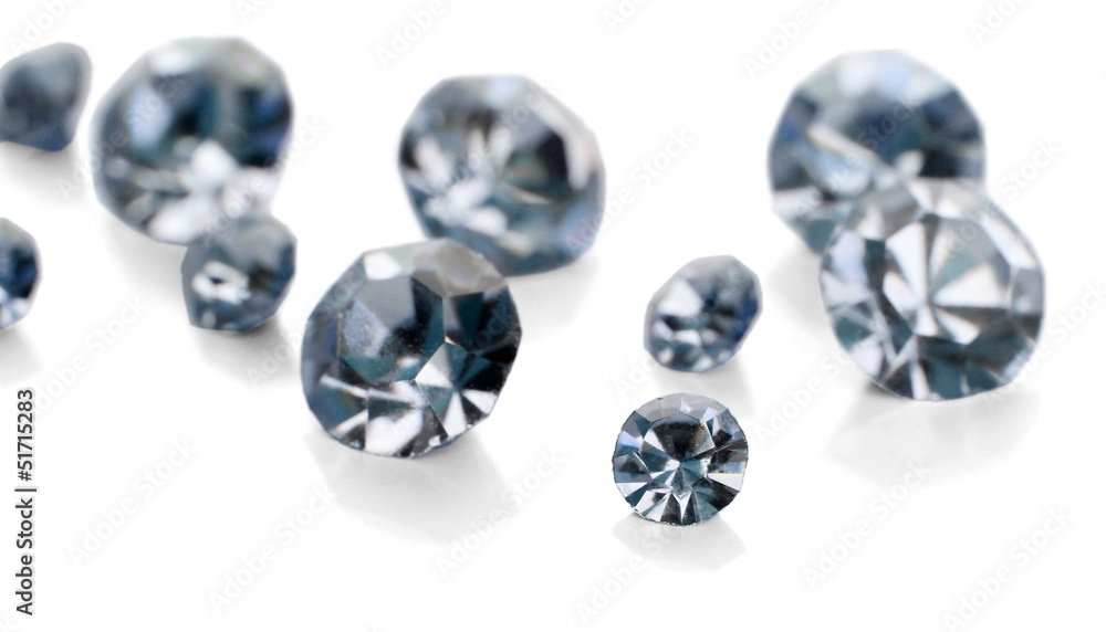Beautiful shining crystals (diamonds), isolated on white Beautiful shining crystals (diamonds), isolated on white