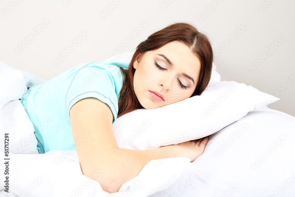 Beautiful young woman sleeping in bed Beautiful young woman sleeping in bed