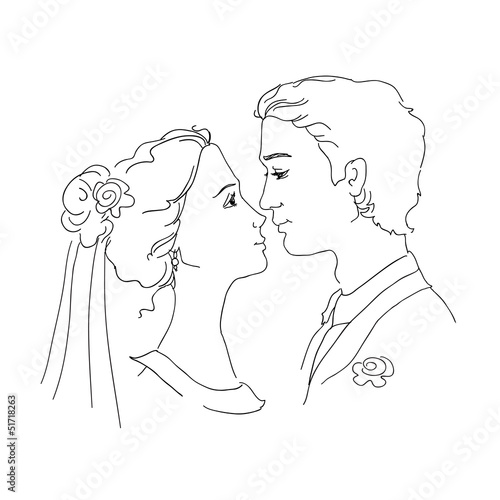 Sketch of bride and groom