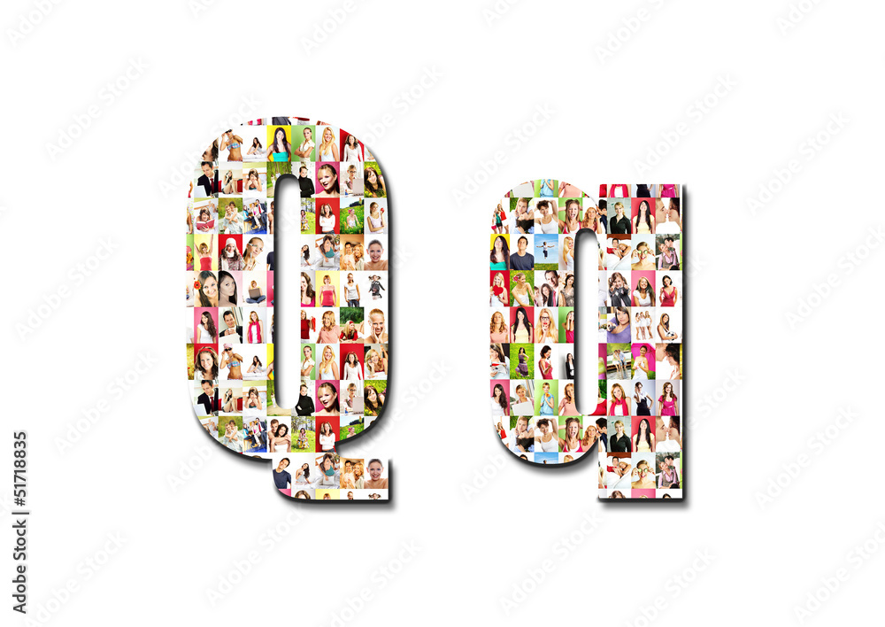 Fototapeta premium lot of people portraits - letter Q large size