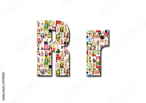 lot of people portraits - letter R large size