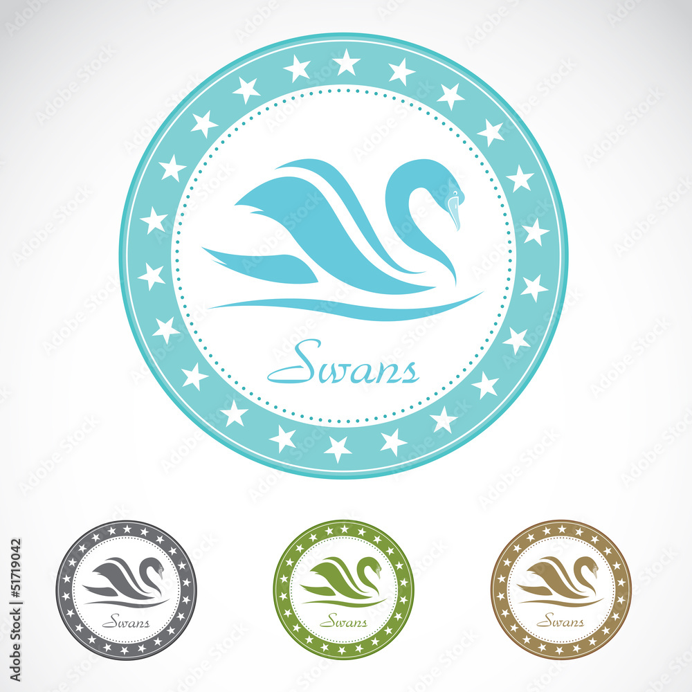 Set of vector swan label on white background Set of vector swan label on white background