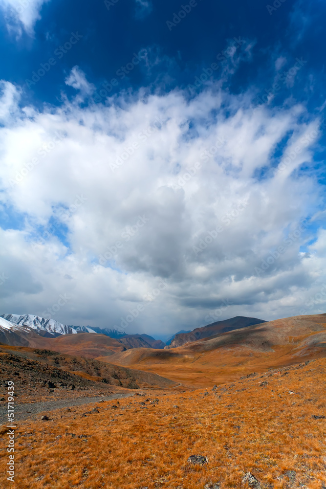 mountains with clouds