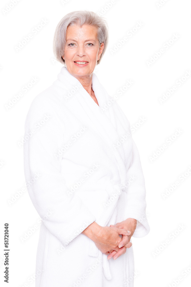 Senior woman with bathrobe Senior woman with bathrobe