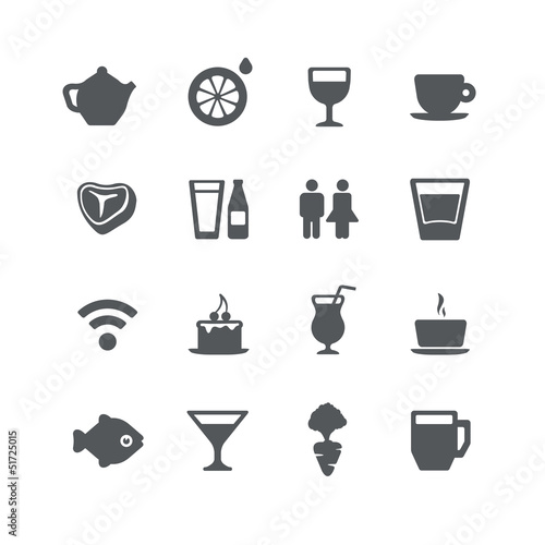 Cafe and restaurant icons set