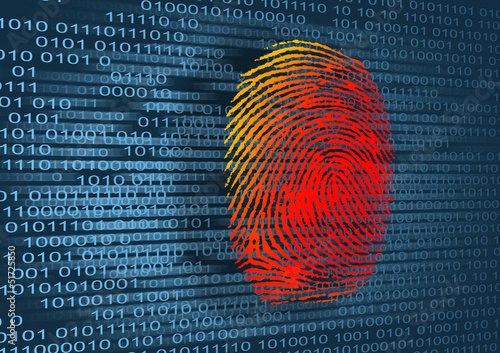 Illustration of the finger print and binary code