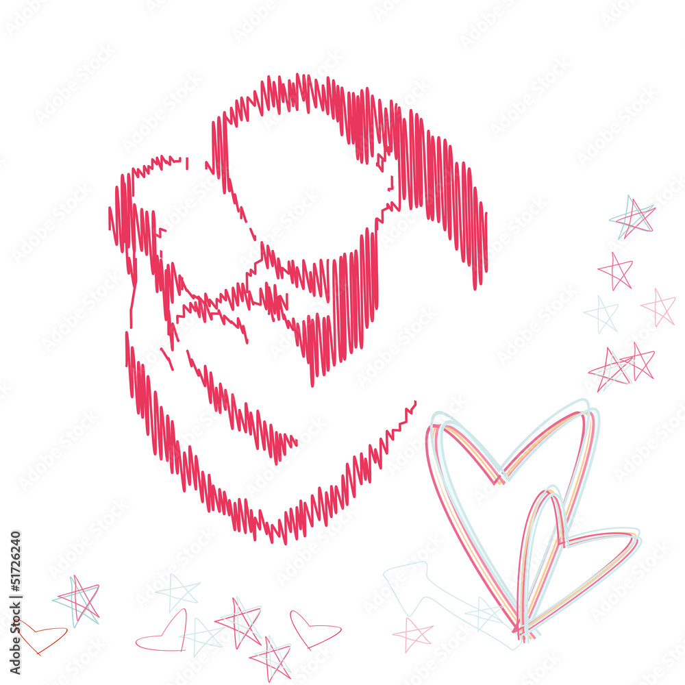 Happy Mothers Day background with pink sketch of a mother with h Happy Mothers Day background with pink sketch of a mother with h