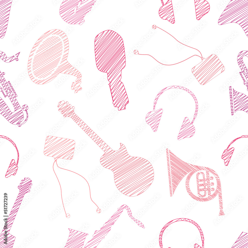 Abstract seamless pattern with musical instrument.