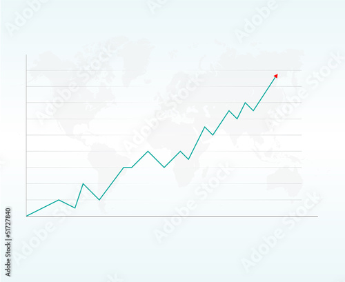 line chart on vector world map background - Kurve