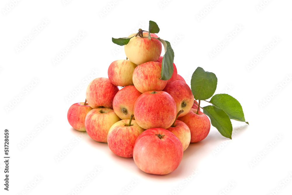 Pyramid of red and pink apples isolated on white background Pyramid of red and pink apples isolated on white background