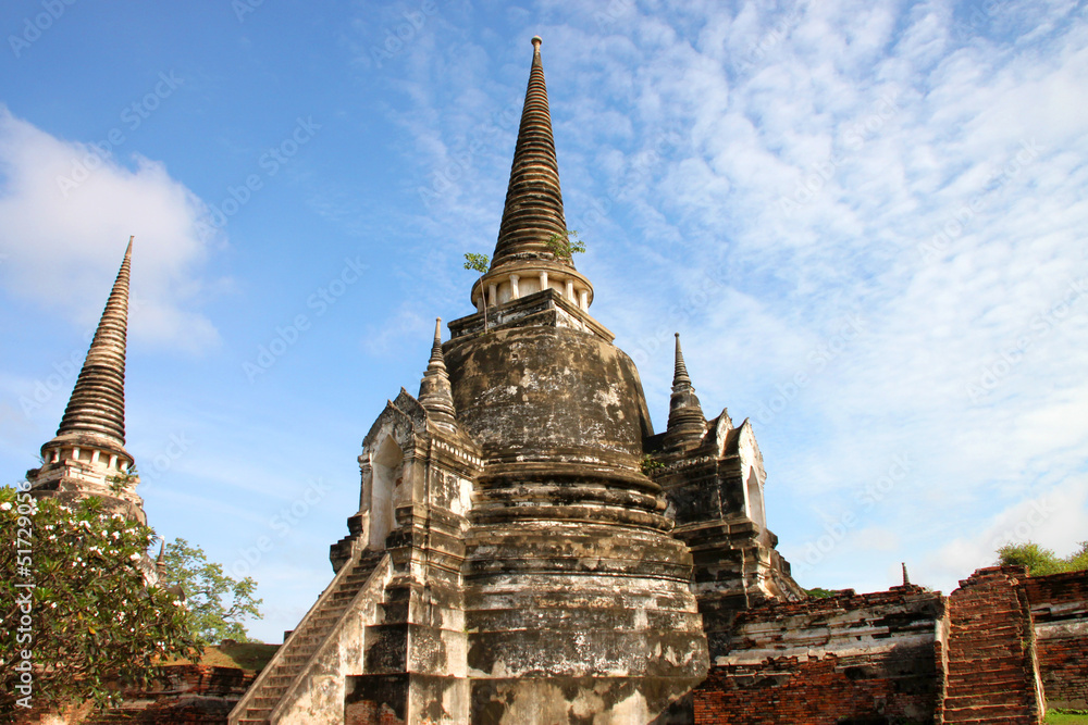 old architecture at Wat Phrasrisanpet, Ayutthaya, Thailand.