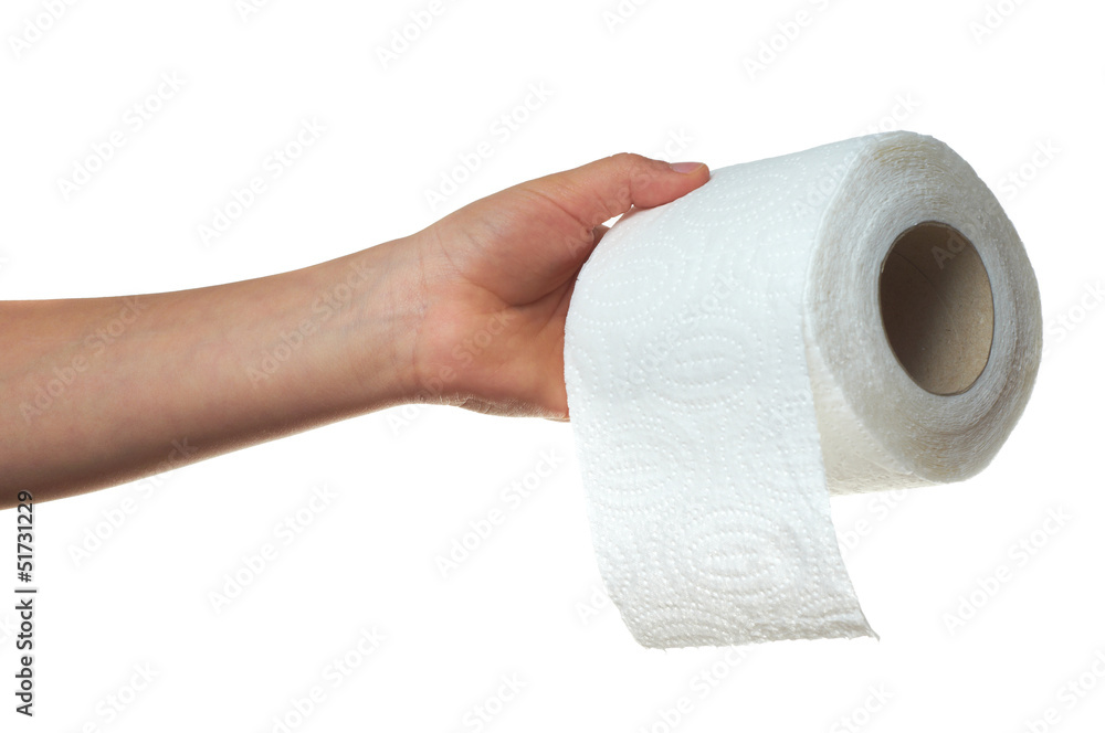 Obraz premium hand holding toilet paper