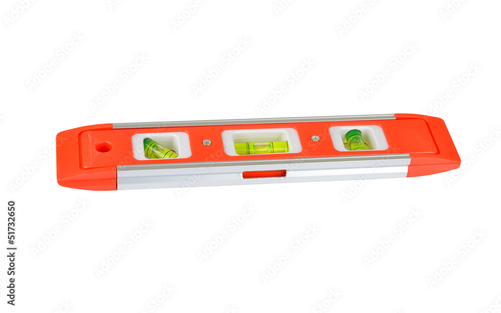 Red construction level, isolated on white background Red construction level, isolated on white background