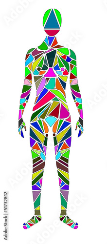 illustrazione di pezzi di colore che formano un essere umano