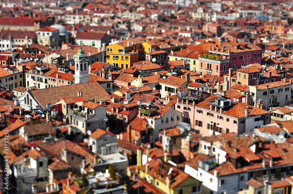 Venice roofs, in Italy, with tilt shift lens effect Venice roofs, in Italy, with tilt shift lens effect
