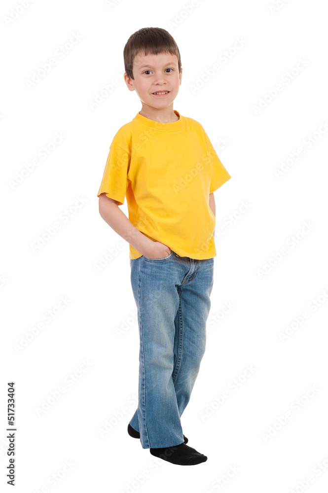 boy in yellow t-shirt isolated boy in yellow t-shirt isolated