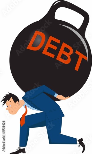Man carrying heavy debt