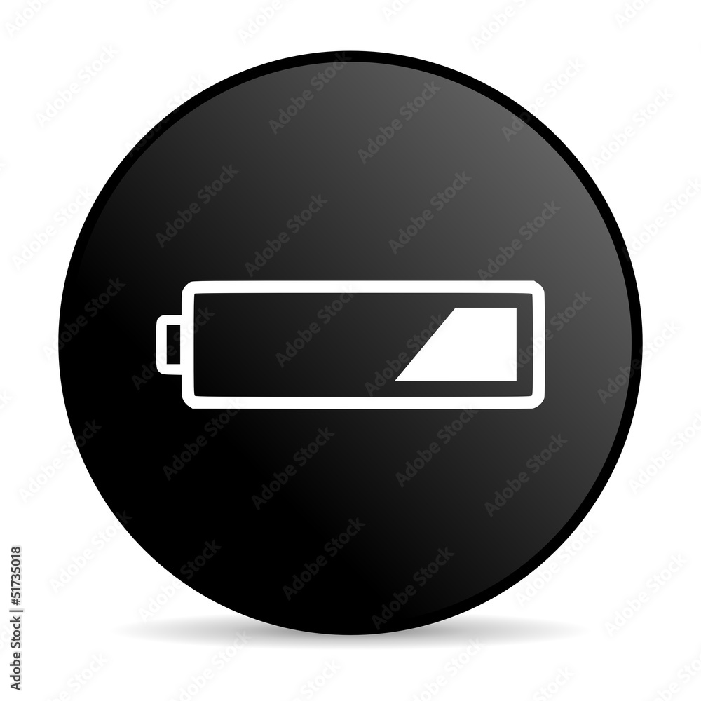 battery black circle web glossy icon battery black circle web glossy icon