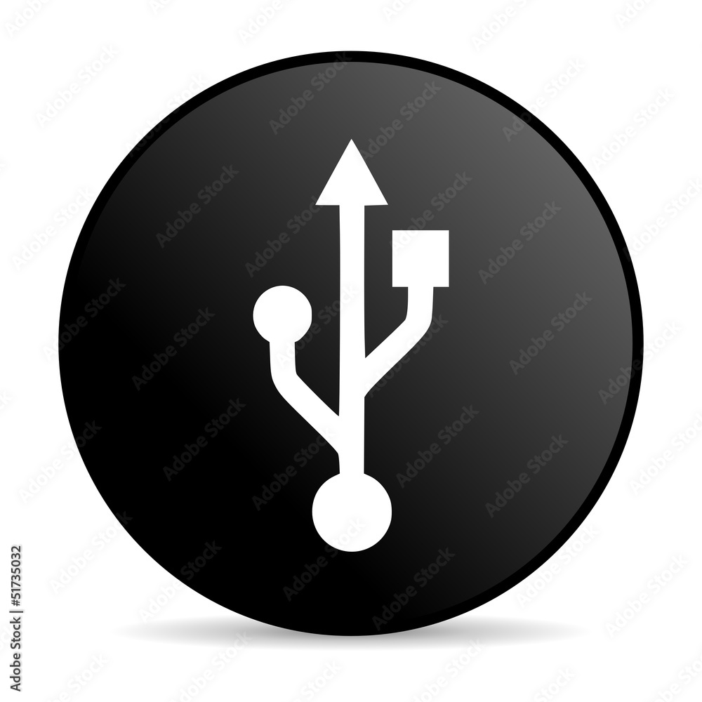 usb black circle web glossy icon usb black circle web glossy icon