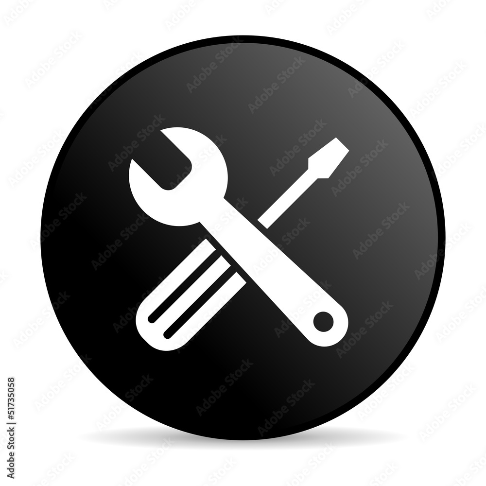 tools black circle web glossy icon tools black circle web glossy icon