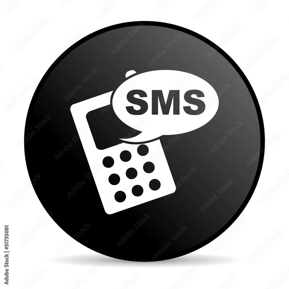 sms black circle web glossy icon sms black circle web glossy icon