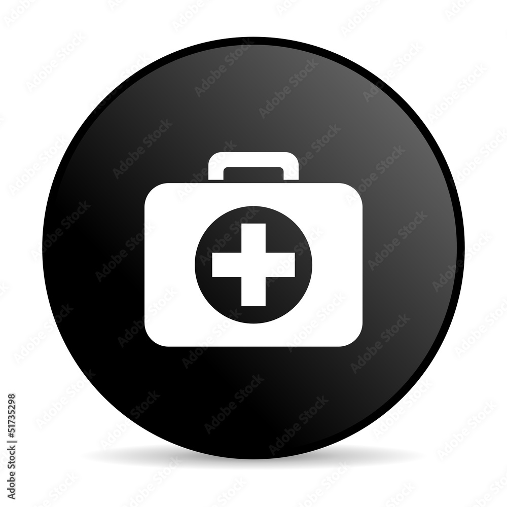 first aid kit black circle web glossy icon first aid kit black circle web glossy icon