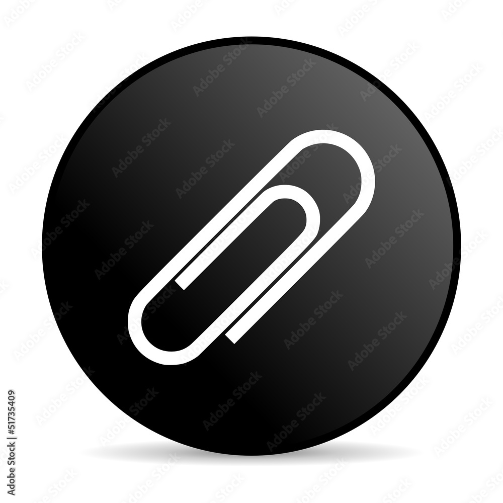 paper clip black circle web glossy icon paper clip black circle web glossy icon