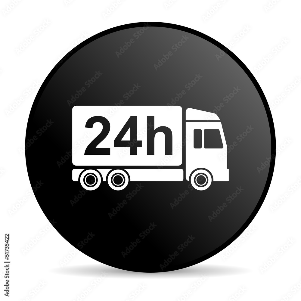 delivery 24h black circle web glossy icon delivery 24h black circle web glossy icon