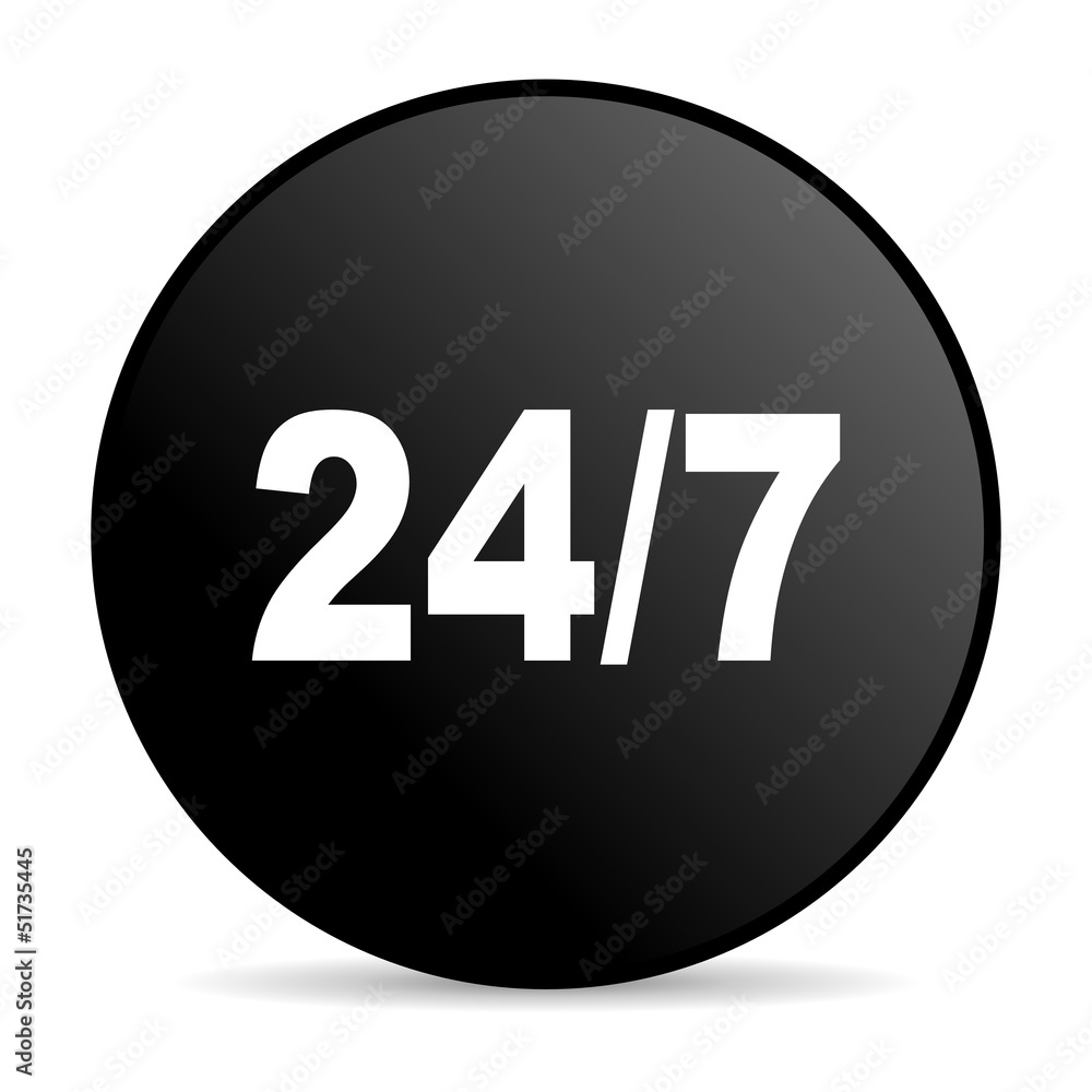 24/7 black circle web glossy icon 24/7 black circle web glossy icon