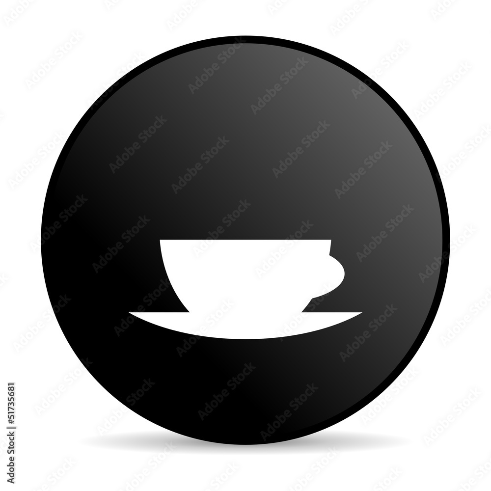coffee cup black circle web glossy icon coffee cup black circle web glossy icon