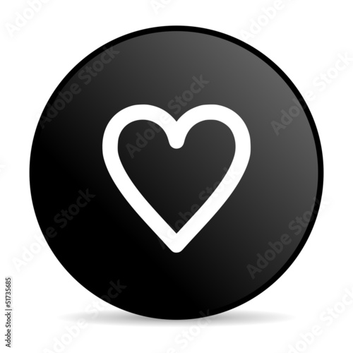 heart black circle web glossy icon