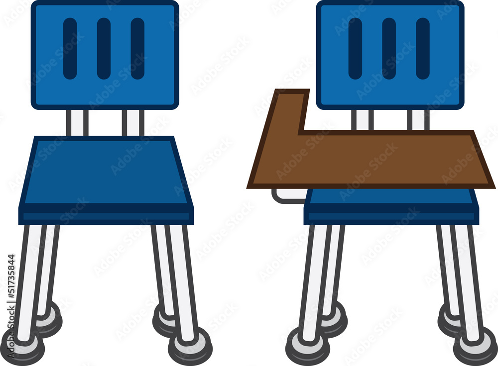 Front of classroom chairs, with and without desk Front of classroom chairs, with and without desk